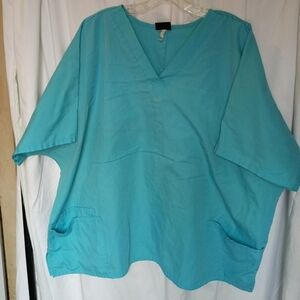 Cherokee Plus Unisex Scrub Top 3x OR 4x Men's Aqua Shirt Nurse Blue